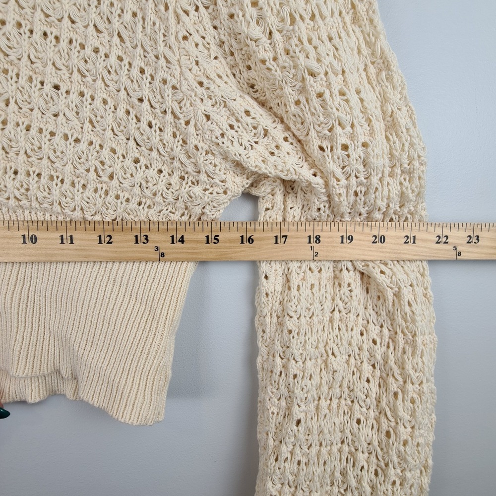 Altar'd State Cropped Open Knit Sweater Crochet Womens Large‎ Balloon Sleeve - Picture 4 of 7